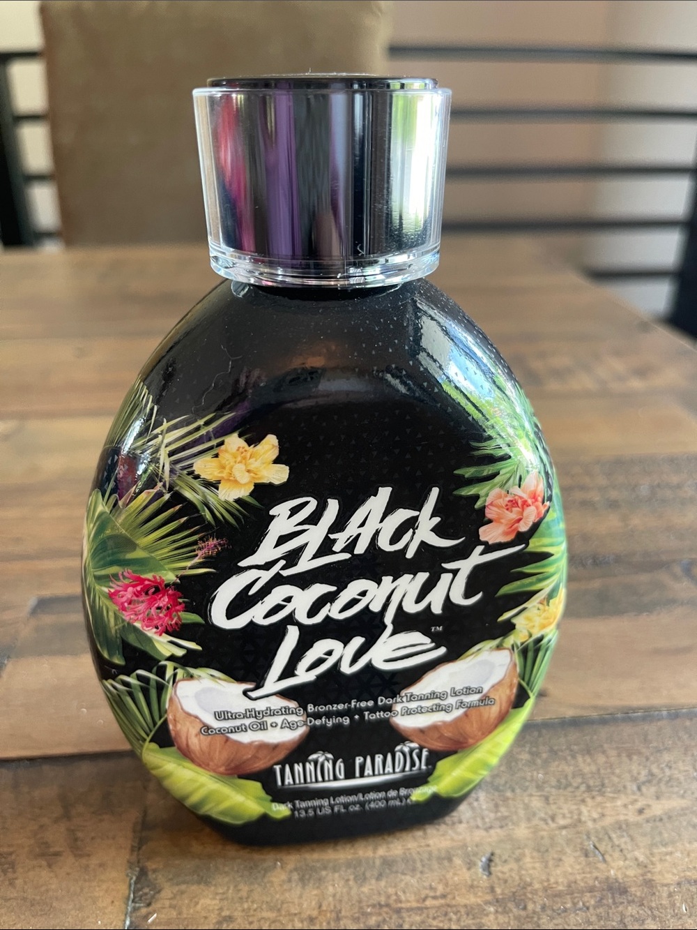 Black Coconut Love Tanning Lotion - Black with Tropical Accents